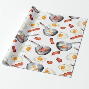 VattenfärgsBacon & Eggs Breakfast Food Mönster Presentpapper