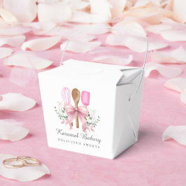Vattenfärgsbakeriutensiller med Rosa Bow Presentaskar