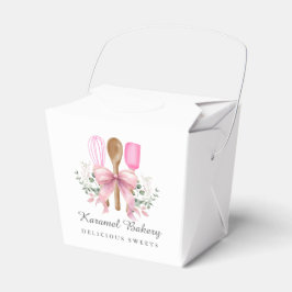 Vattenfärgsbakeriutensiller med Rosa Bow Presentaskar