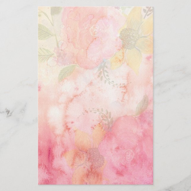 Vattenfärgsbakgrund för Blommigt Rosa  (Framsida)