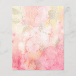 Vattenfärgsbakgrund för Blommigt Rosa Flygblad