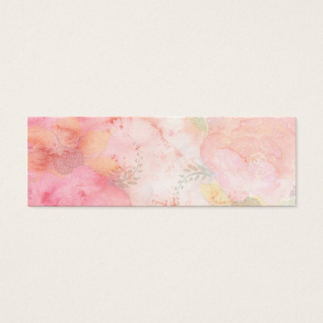 Vattenfärgsbakgrund för Blommigt Rosa  Litet Visitkort (Framsidan)