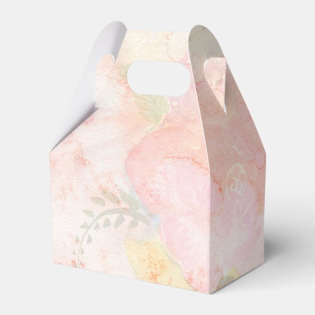 Vattenfärgsbakgrund för Blommigt Rosa  Presentaskar (Framsidan Sidan)