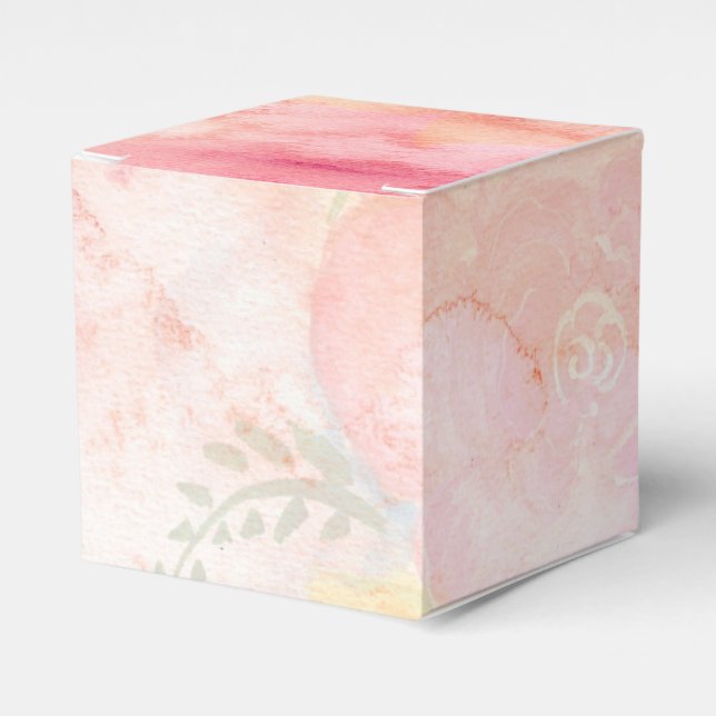 Vattenfärgsbakgrund för Blommigt Rosa  Presentaskar (Framsidan Sidan)