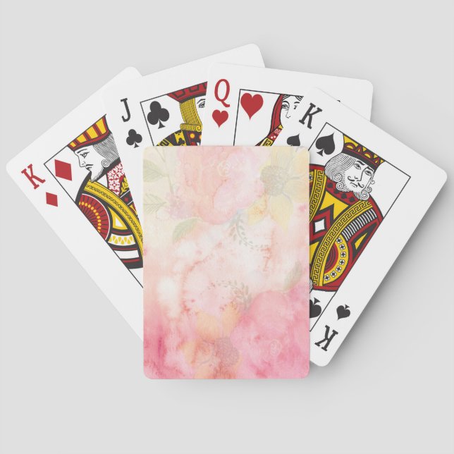 Vattenfärgsbakgrund för Blommigt Rosa  Spelkort (Baksidan)