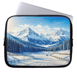 vattenfärgsbakgrund vinterbakgrund Electronics Bag Laptop Fodral