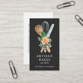Vattenfärgsbaking Baker Cooking Utensils Black Visitkort