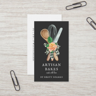 Vattenfärgsbaking Baker Cooking Utensils Black Visitkort
