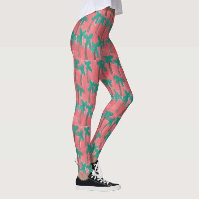 Vattenfärgsbalkar i Handflatan Träd Leggings (Höger)