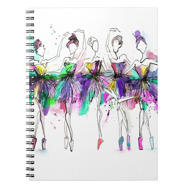 Vattenfärgsballerinas: Ljusdoftillustration Anteckningsbok (Framsidan)