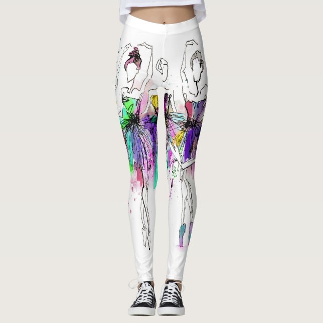 Vattenfärgsballerinas: Ljusdoftillustration Leggings (Framsida)