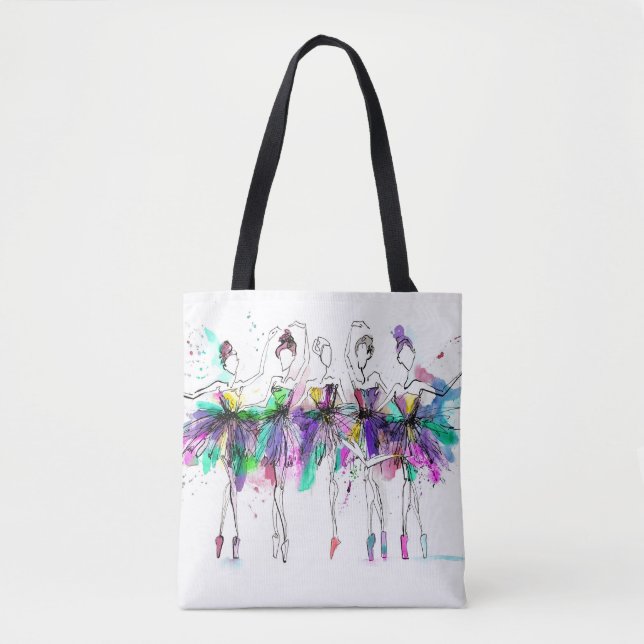 Vattenfärgsballerinas: Ljusdoftillustration Tygkasse (Framsida)