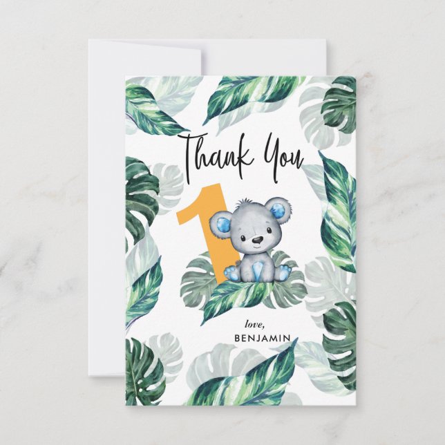 Vattenfärgsbälte första födelsedagsfoto tack kort (Framsida)