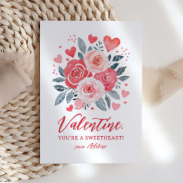 Vattenfärgsbarn Blommigt Kids Valentines day Anteckningskort