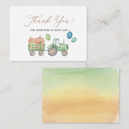Vattenfärgsbarn Elegant Pumpkin Tractor babydusch  Anteckningskort