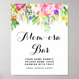 Vattenfärgsbarn Vår blommor Baby Shower Mamma-osa Poster