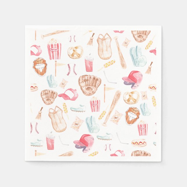 Vattenfärgsbaseball Pappersservett (Framsidan)