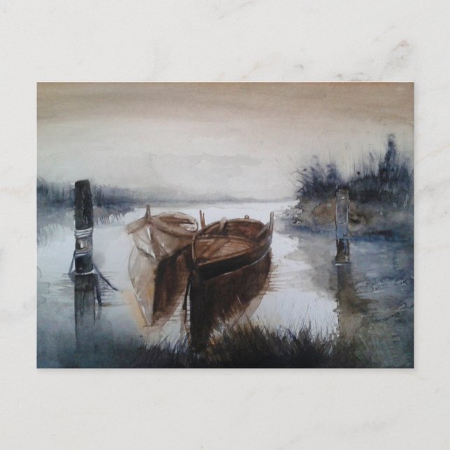 vattenfärgsbåtar vykort (Framsida)