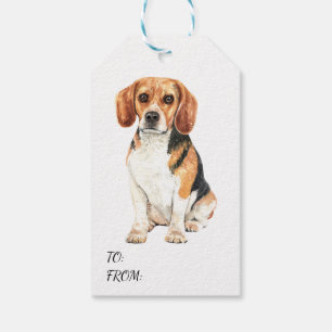 Vattenfärgsbeagle för kute-valpen-Hund Presentetikett