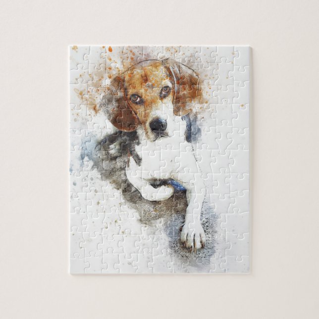 Vattenfärgsbeagle, Hund, Abstrakt Pussel (Vertikal)