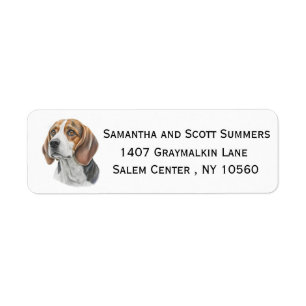 Vattenfärgsbeagle, Hund Returadress Etikett