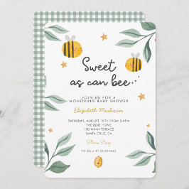 VattenfärgsBee Honung Sweet Baby Shower Inbjudningar