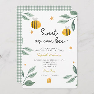 VattenfärgsBee Honung Sweet Baby Shower Inbjudningar