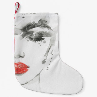 Vattenfärgsbeläggning: Illustration av kvinnlig Po Liten Julstrumpa