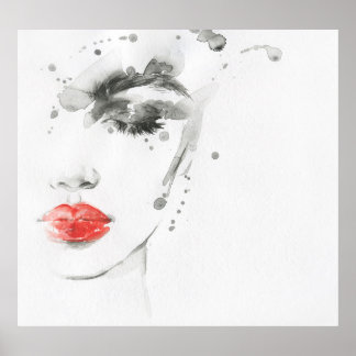 Vattenfärgsbeläggning: Illustration av kvinnlig Po Poster