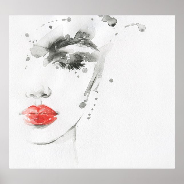 Vattenfärgsbeläggning: Illustration av kvinnlig Po Poster (Framsidan)