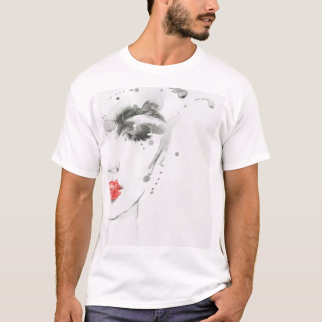 Vattenfärgsbeläggning: Illustration av kvinnlig Po T Shirt (Framsida)