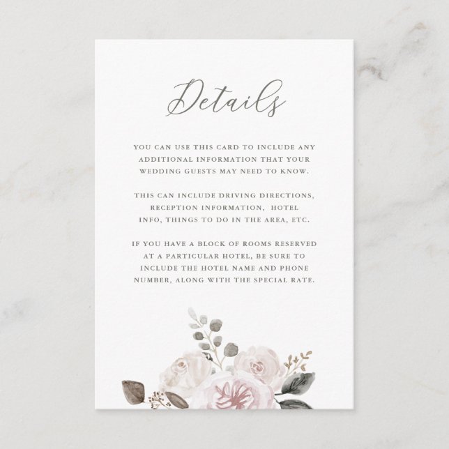  vattenfärgsberäknad Blommigt | Gästinformation Tilläggskort (Framsida)