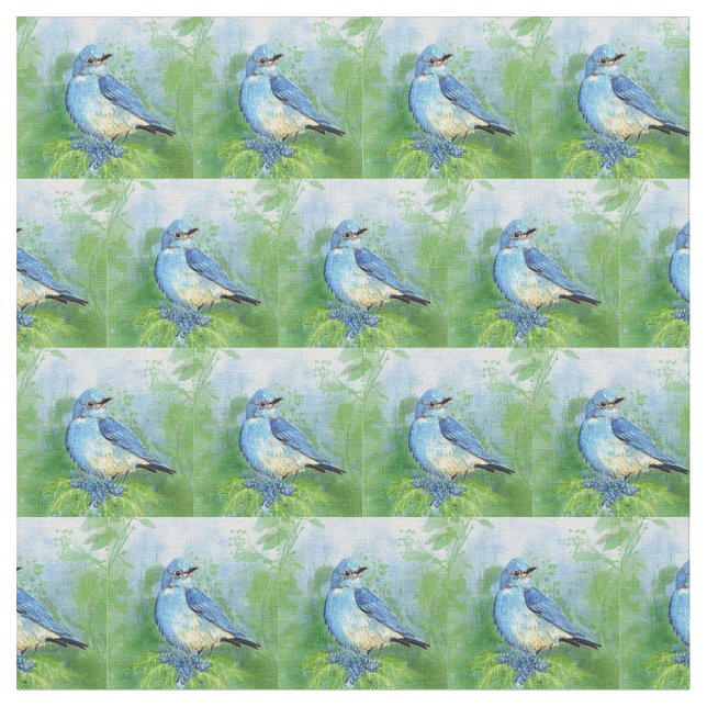 Vattenfärgsberg Blåfågelart Art Tyg (Närbild)