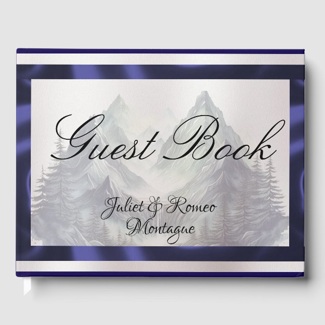Vattenfärgsberg Bröllop Gästböcker (Framsida)