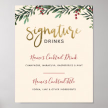 Vattenfärgsberg Namnteckning Drinks Bröllop-tecken