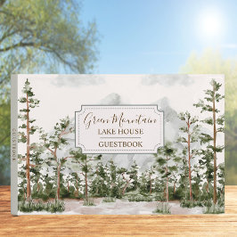 Vattenfärgsberg och Forest Cabin Sjö House Gästböcker