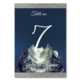 Vattenfärgsberg och menyfliksområdet Bröllop 2 Bordsnummer