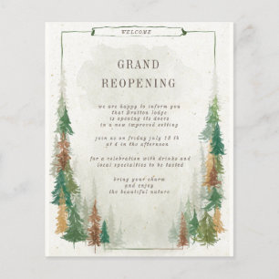Vattenfärgsberg Rustic Grand Reopenc Flygblad