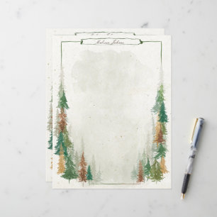 Vattenfärgsberg Rustic Monogram Papprare Lakan