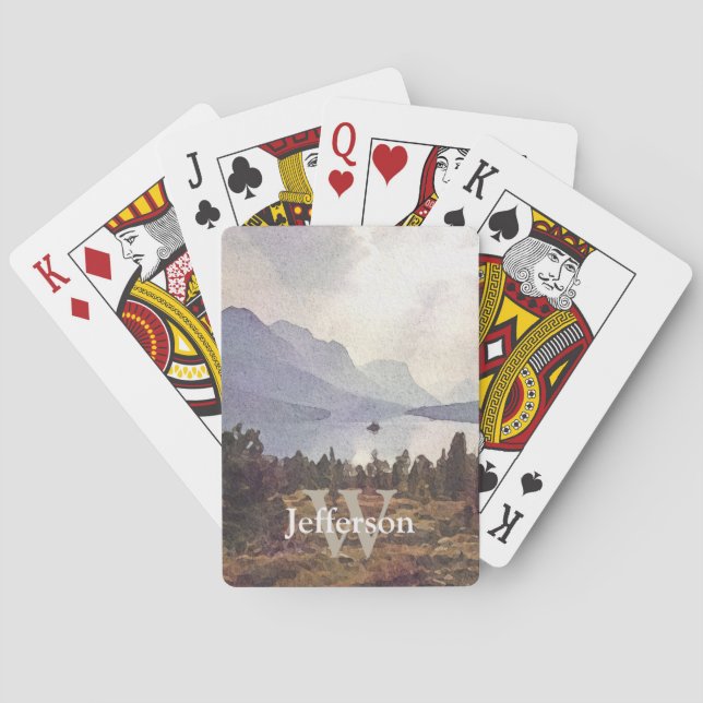 Vattenfärgsberg Sjö Namn och ursprunglig mall Casinokort (Baksidan)