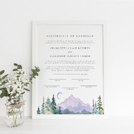 Vattenfärgsbergcertifikat Giftermål Poster