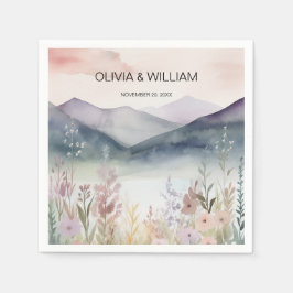 Vattenfärgsbergen Blommigt Vår bergen Pappersservett