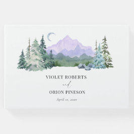 Vattenfärgsbergen Forest Elegant bröllop Gästböcker