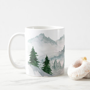 Vattenfärgsbergskog Landskaps-keramik Kaffemugg
