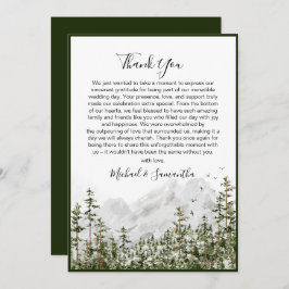 Vattenfärgsbergsskogen Rustic Bröllop Tack Kort