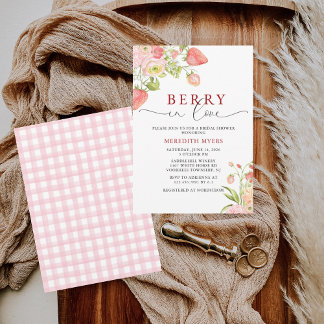 Vattenfärgsberry Blommigt Berry i Kärlek Möhippa Inbjudningar