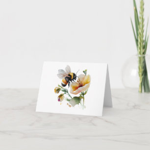 Vattenfärgsbi med Blek Gula blommor BLANK Kort