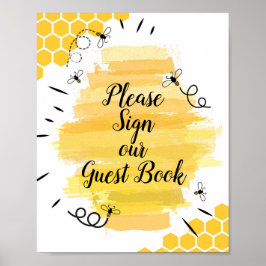 Vattenfärgsbi Skriv under vår gäst Bok Poster