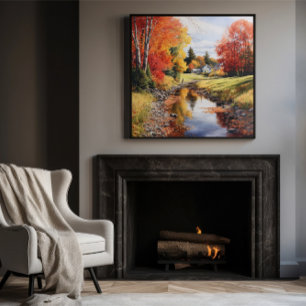 Vattenfärgsbild Höst Bäck i Vermont Poster