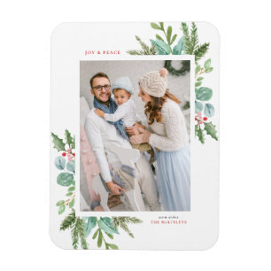 Vattenfärgsbild Julfommon Ram Helgdag Photo Magnet